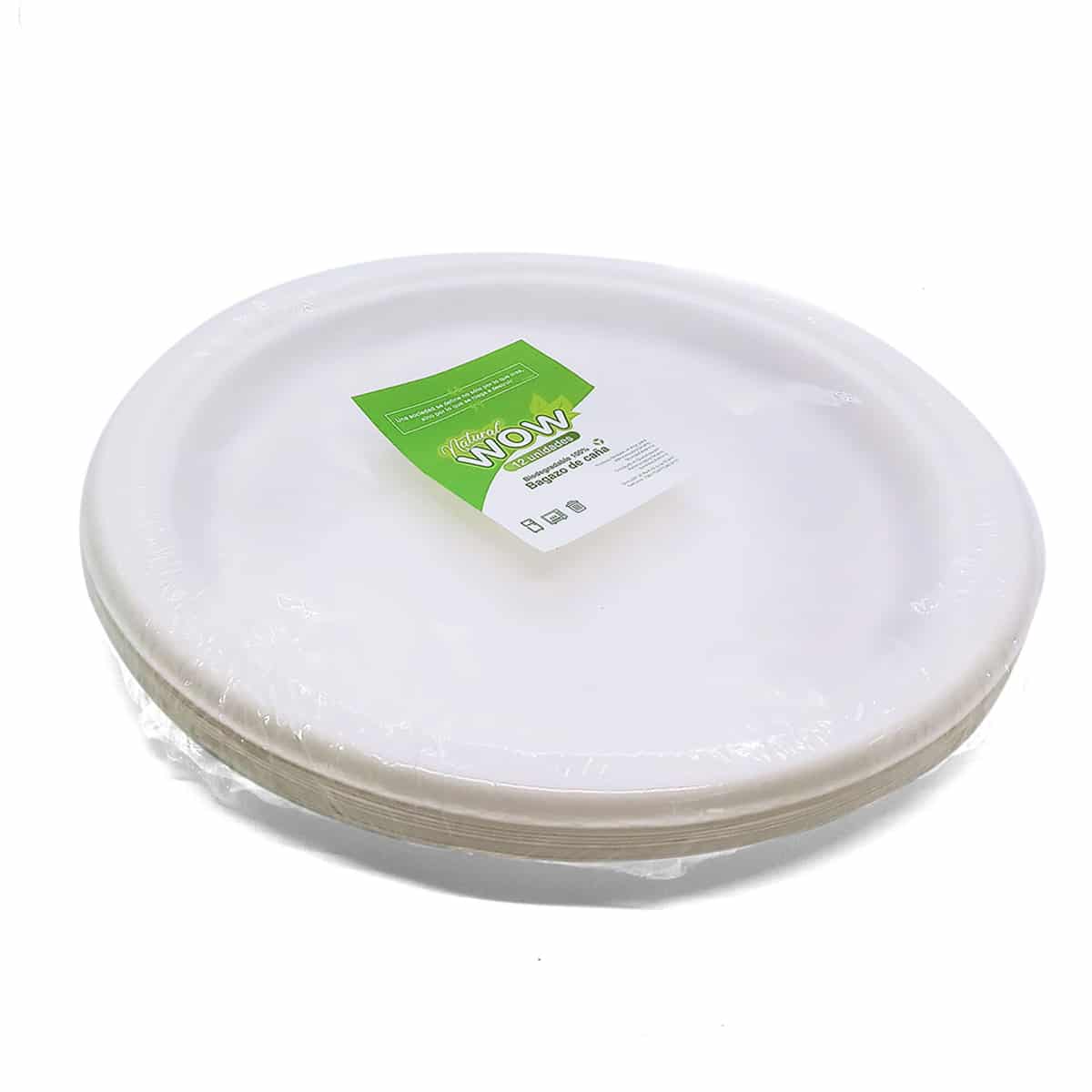 ⊛ Platos biodegradables ✓ 100 Platos, cartón biodegradable gama Pure  redondo Ø 32 cm · 2 cm blanco