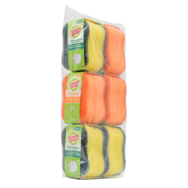 Scotch Brite, Esponja Doble Uso Trabajo Pesado y Delicado 12 Unid - Imagen 2