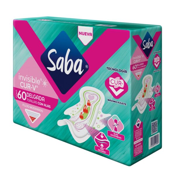 Saba Toallas Sanitarias Invisible CUR-V 60 Unidades - Imagen 2