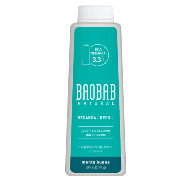 Baobab, Jabón de Manos Espuma Menta Buena Refill 1000 ml