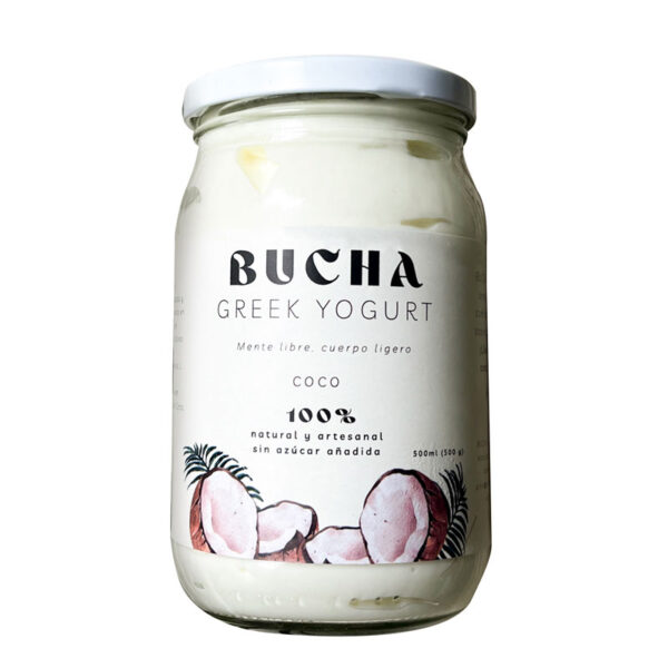 Yogurt Griego Bucha Medio Litro (500 g) - Sabor Coco