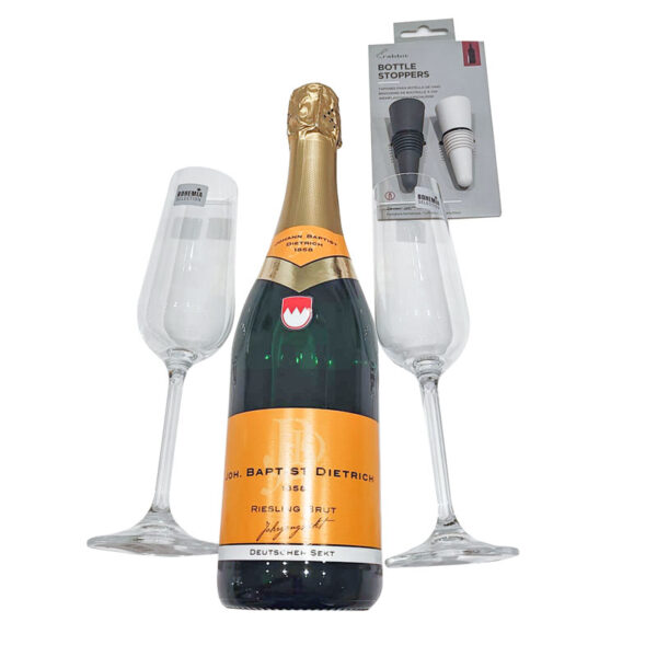 Kit 01 Franconia - Vino Espumante Blanco + 2 copas + 2 Wine Stoppers