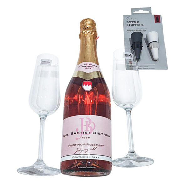 Kit 02 Franconia - Vino Espumante Rosado + 2 copas + 2 Wine Stoppers