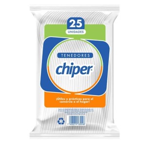 Tenedor Chiper Blanco Liso Bolsa (25 unidades)