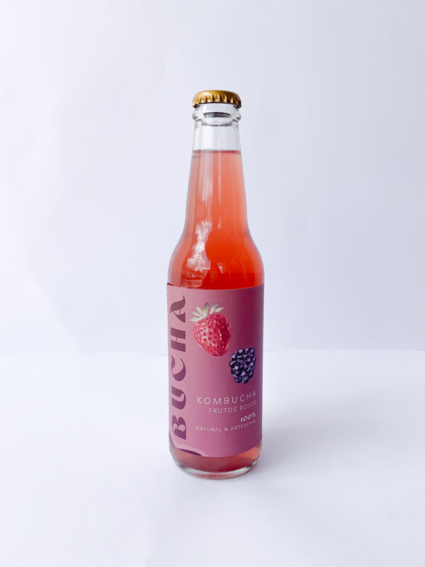 Bucha, Kombucha Sabor Frutos Rojos  355ml - Pack de 4un.