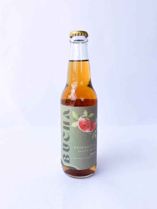 Bucha, Kombucha Sabor Sandía Menta  355ml - Pack de 4un.