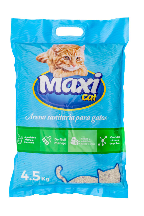 MaxiCat Arena para Gatos Fragancia  Manzana 4.5 KG ( 9.9 libras )