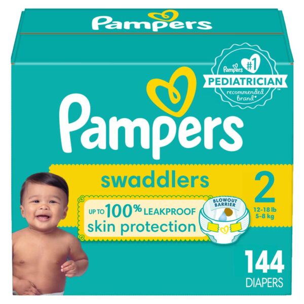 Pampers Pañales Swaddlers para Bebé Talla 2 -144 Unidades