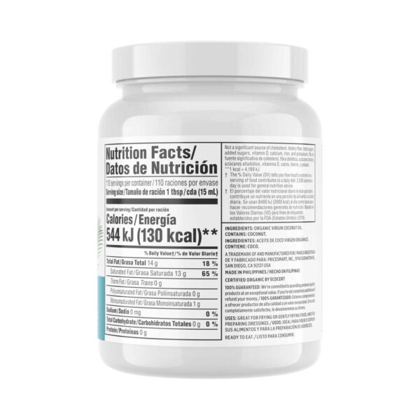 Member's Selection Aceite de Coco Virgen Orgánico 1.65 L  56 oz - Imagen 2