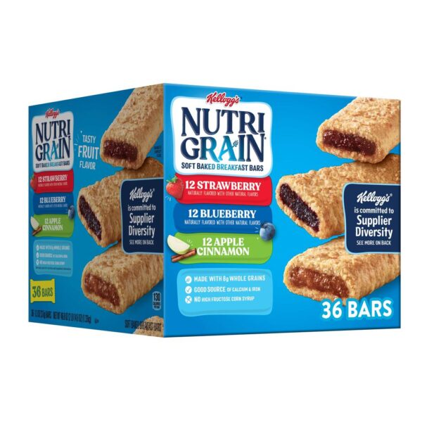 Kelloggs Barras Nutri Grain de Grano Entero y Fruta Real 36 Unidades