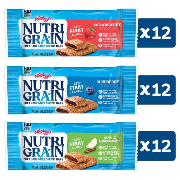 Kelloggs Barras Nutri Grain de Grano Entero y Fruta Real 36 Unidades - Imagen 3