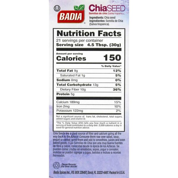 Badia Semillas de Chía con ALA Omega 3 623.7 g - Imagen 3