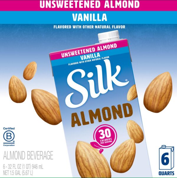 Silk Bebida de Almendras sin Endulzante Sabor a Vainilla 6 Unidades